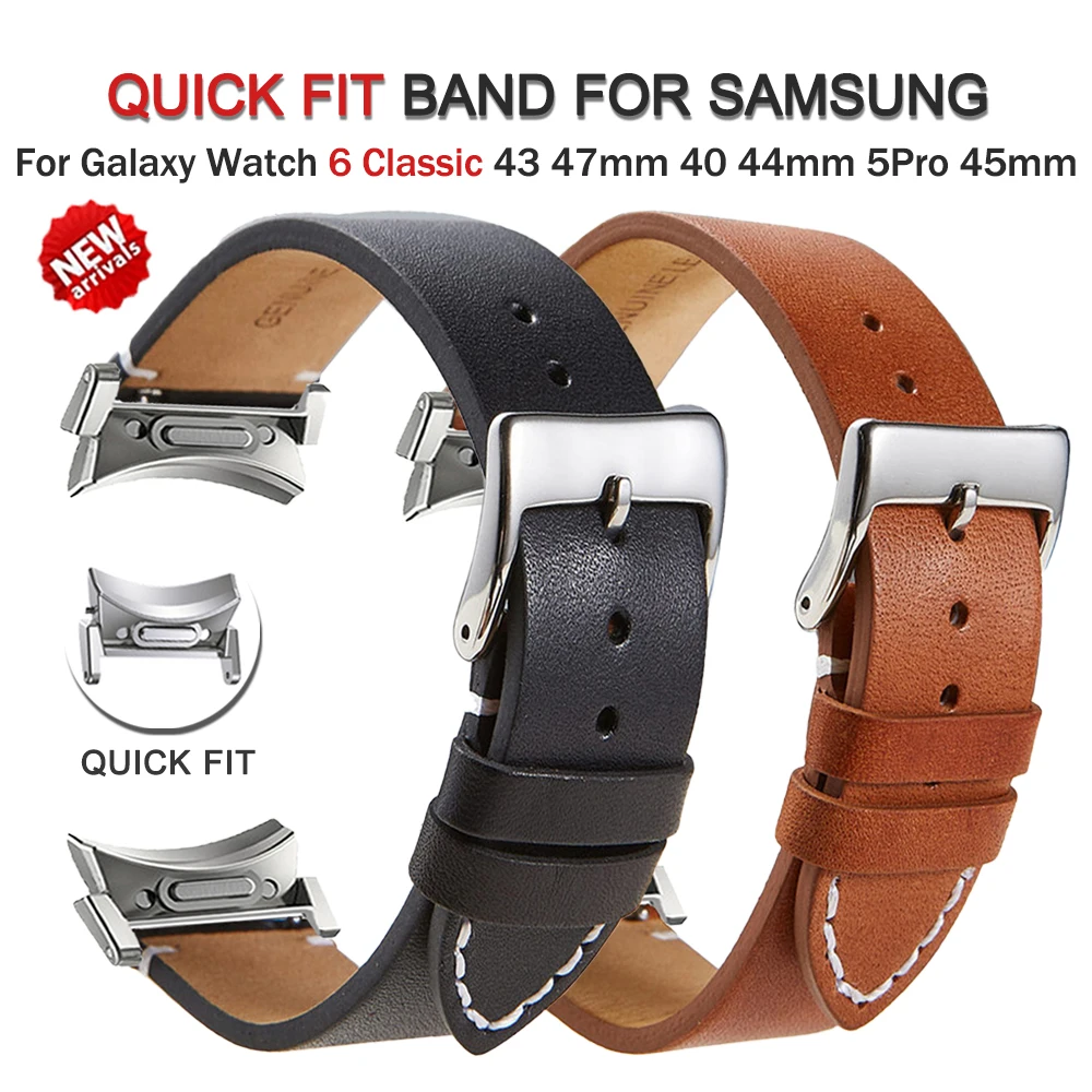 Watch Band For Samsung Galaxy Watch 5 Pro 45mm, Quick Fit Luxury Leather  Strap