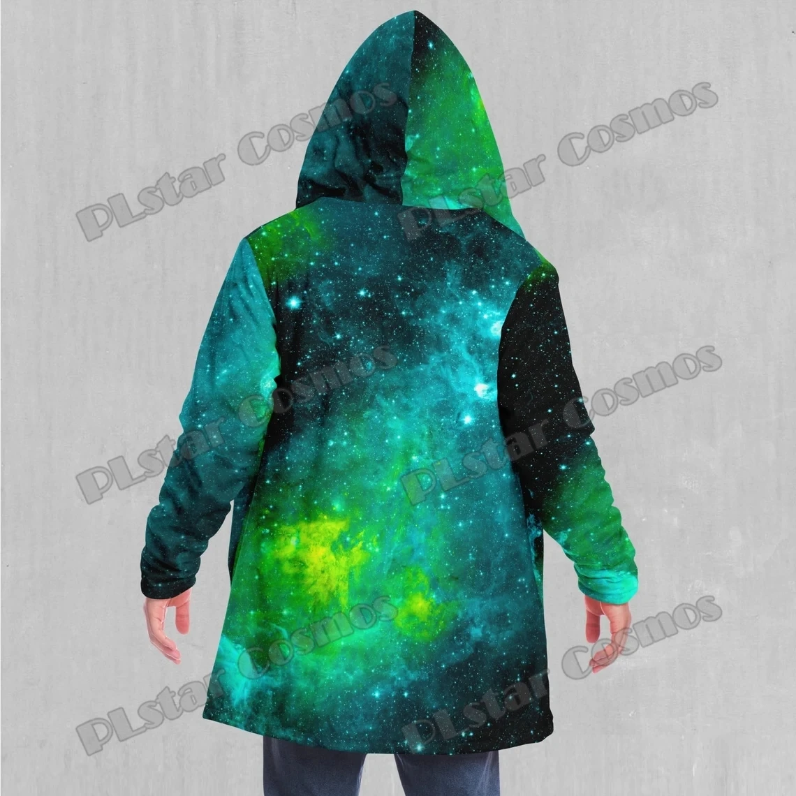 PLstar Cosmos Galaxy Nebula Space Pattern 3D Printed Men's Fleece Hooded Cloak Winter Unisex Casual Thick Warm Cape Coat DP73