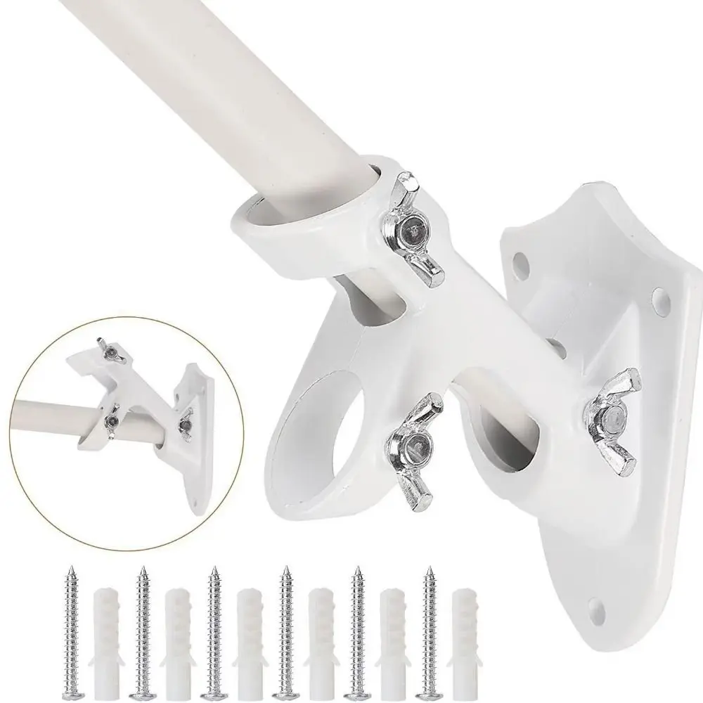 Rust Free Wall Flag Pole Holder Wall-mounted Double Hole Flagpole Bracket Easy To Install Multi-functional