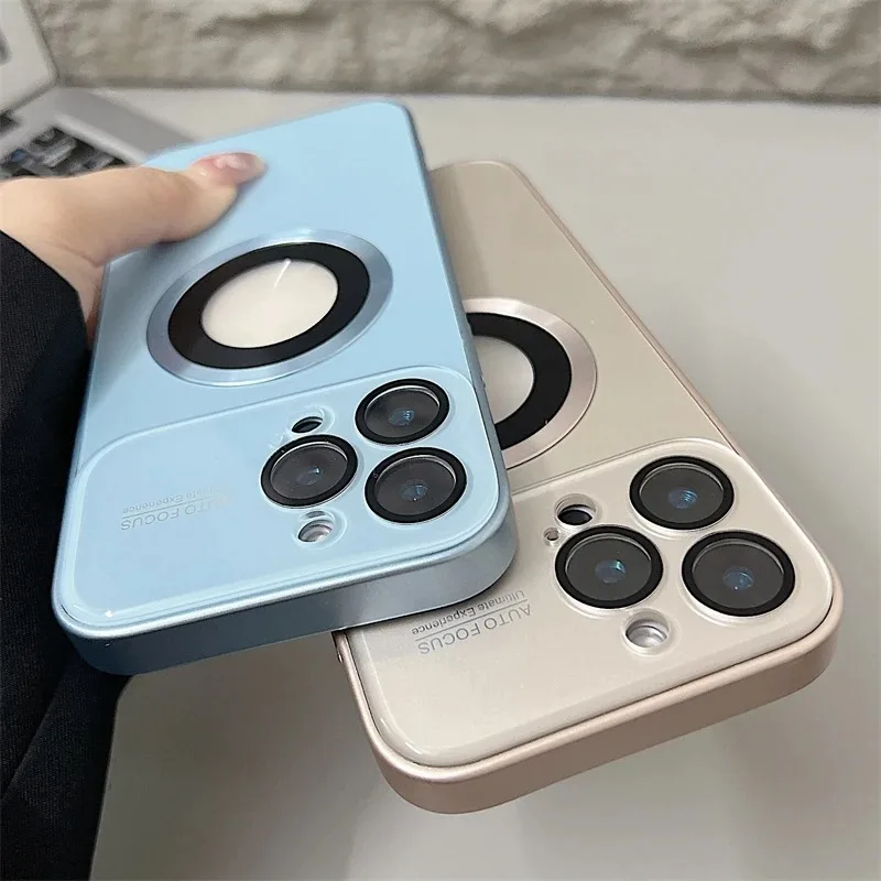 Luxury Titanium Metallic Matte Case with Glass Lens Camera Protection