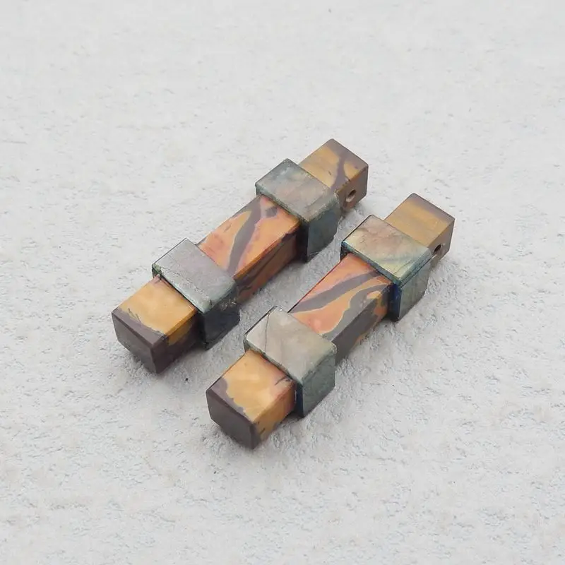 Fine Jewelry Natural Stone Labradorite,Multi-Color Picasso Jasper Intarsia Earrings Bead For Women Jewelry Making 33x8mm 8g