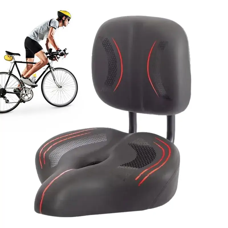 

Wide Bike Seat Ebike Passenger Seat With Back Support Oversized Bicycle Saddle With Backrest And Shock Absorbing Memory Foam