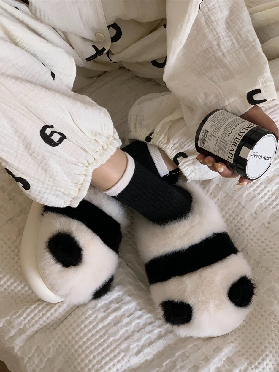 Cute Cartoon Panda Slippers, Indoor Plush Shoes With Heel Warmers | SHEIN  USA