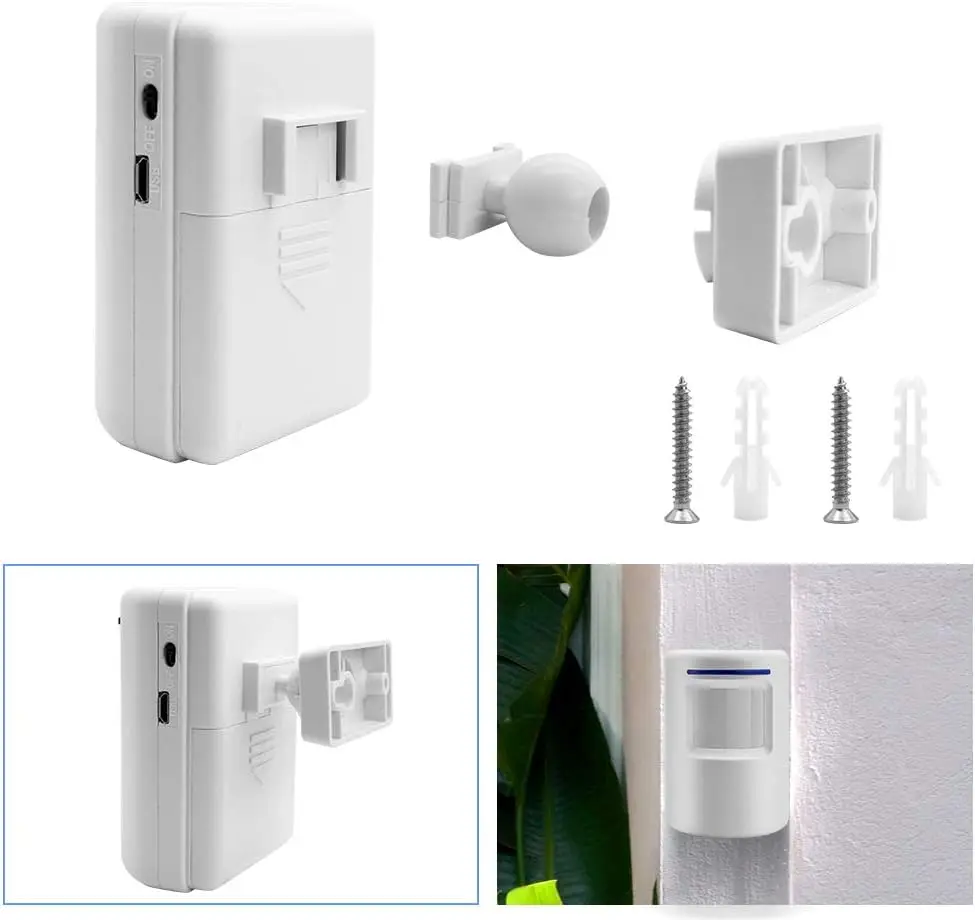 Wireless doorbell motion alarm system PIR motion sensor detector plug-in receiver