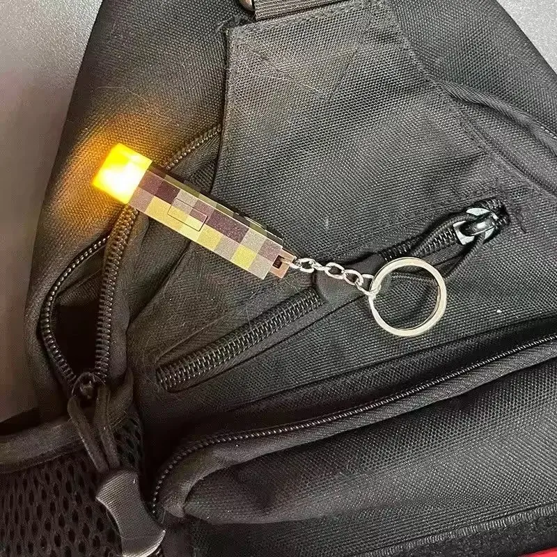 Gaming Theme My world Keychain Mini Torch LED Light USB Rechargeable Backpack Pendant Children Gifts