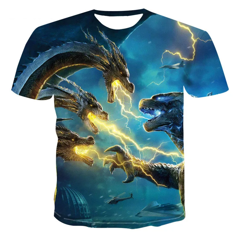 

Футболка мужская оверсайз с круглым вырезом, повседневная тенниска с рисунком дракона, модная майка с 3D-принтом животных, уличная одежда, лето