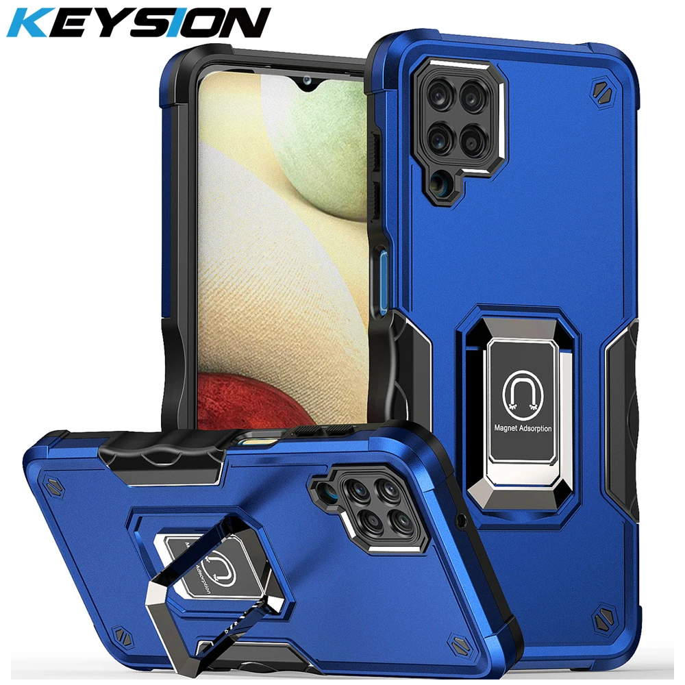 KEYSION ütésálló páncéltok Samsung M53 5G M51 M32 M31 M30S M21 gyűrűs állvány telefon hátlapja Galaxy A22 A12 A42 telefonhoz_voghion.com