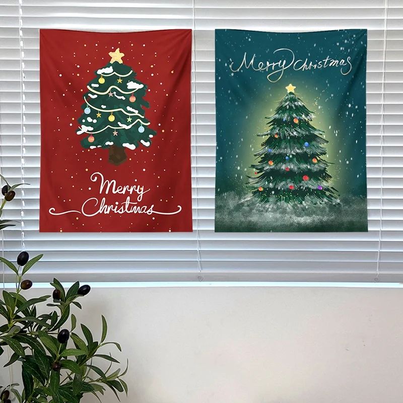 Tapestry Decor Wall Hanging Tapestries Christmas Background Cloth Santa Claus Wall Poster tapestry decor