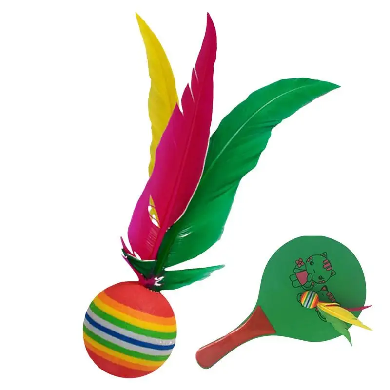 Outdoor Badminton Battledore Children Rubber Beach Shuttlecock Battledore Color Balls Big Heads Kids Physical Exercise