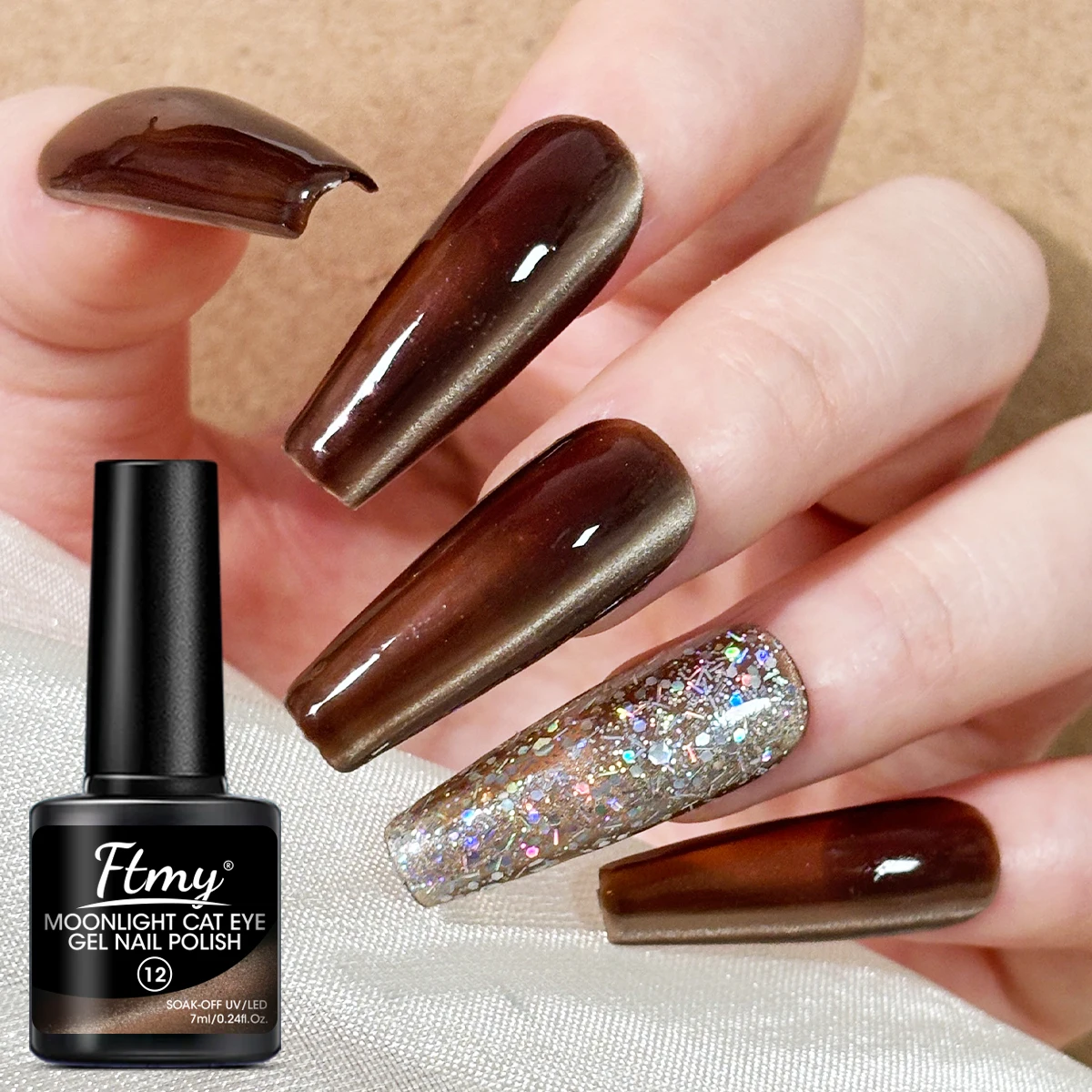 8개입 화이트 문라이트 캣아이 젤 네일 폴리쉬 - UV/LED 소킹 가능, 광택 마감, 하트 패턴, 알코올 프리 - 여성에게 좋은 선물