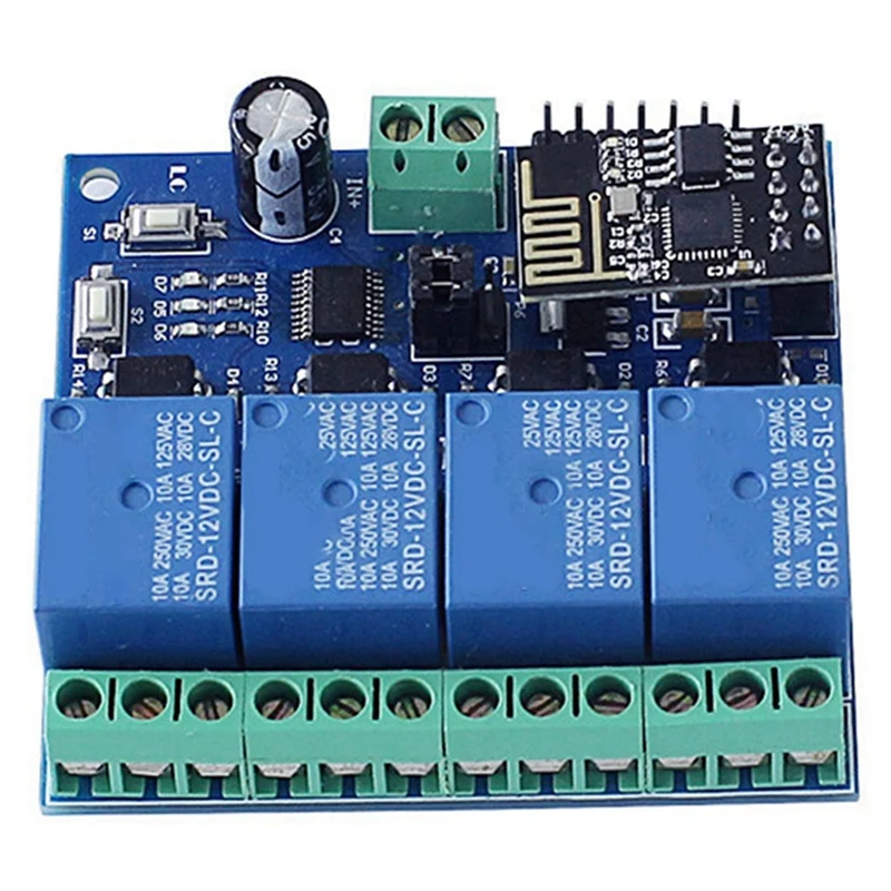 

2X DC 12V ESP8266 ESP-01 4-Channel Relay Module Wifi Module For Iot Smart Home Mobile Phone APP Controller Wifi Relay