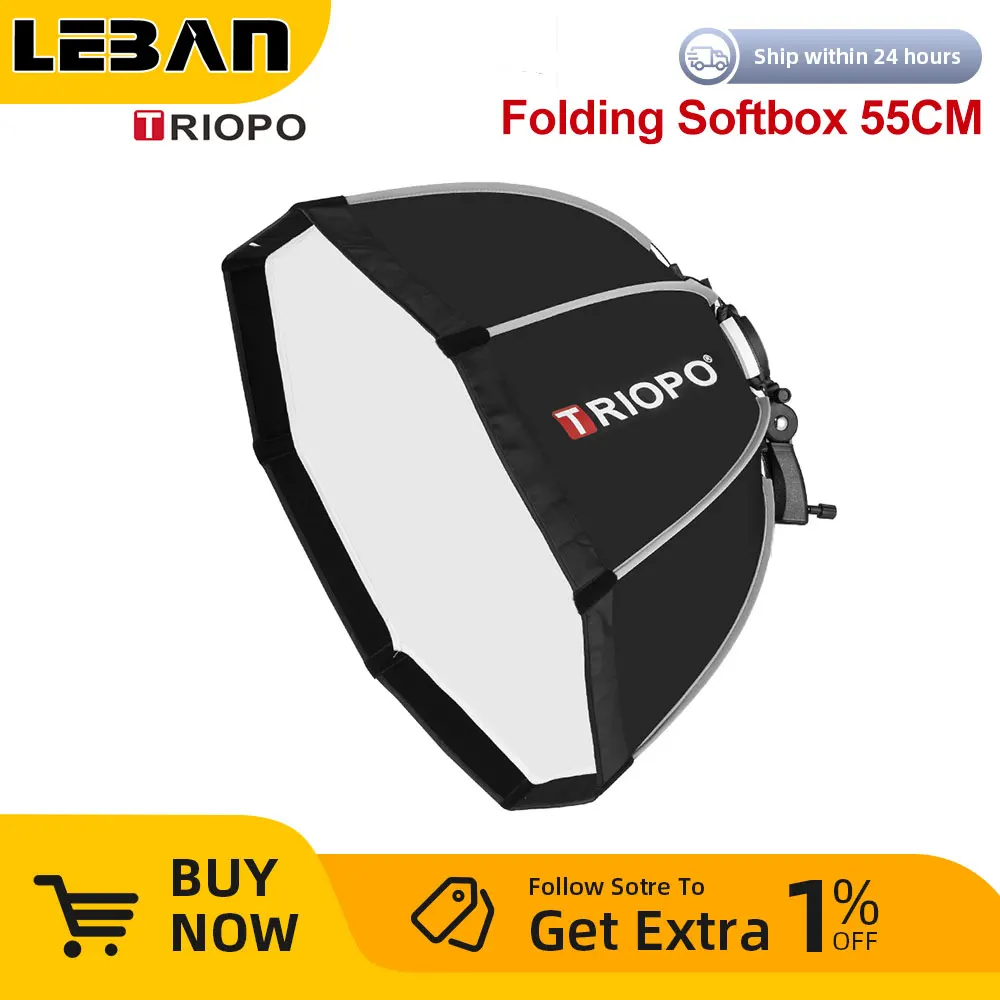 TRIOPO 55cm Foldable Octagon Softbox Bracket Mount Soft box Handle for Canon Nikon Fuji Godox Yongnuo Speedlite Flash Light photography softbox bowens mount softbox portable softbox