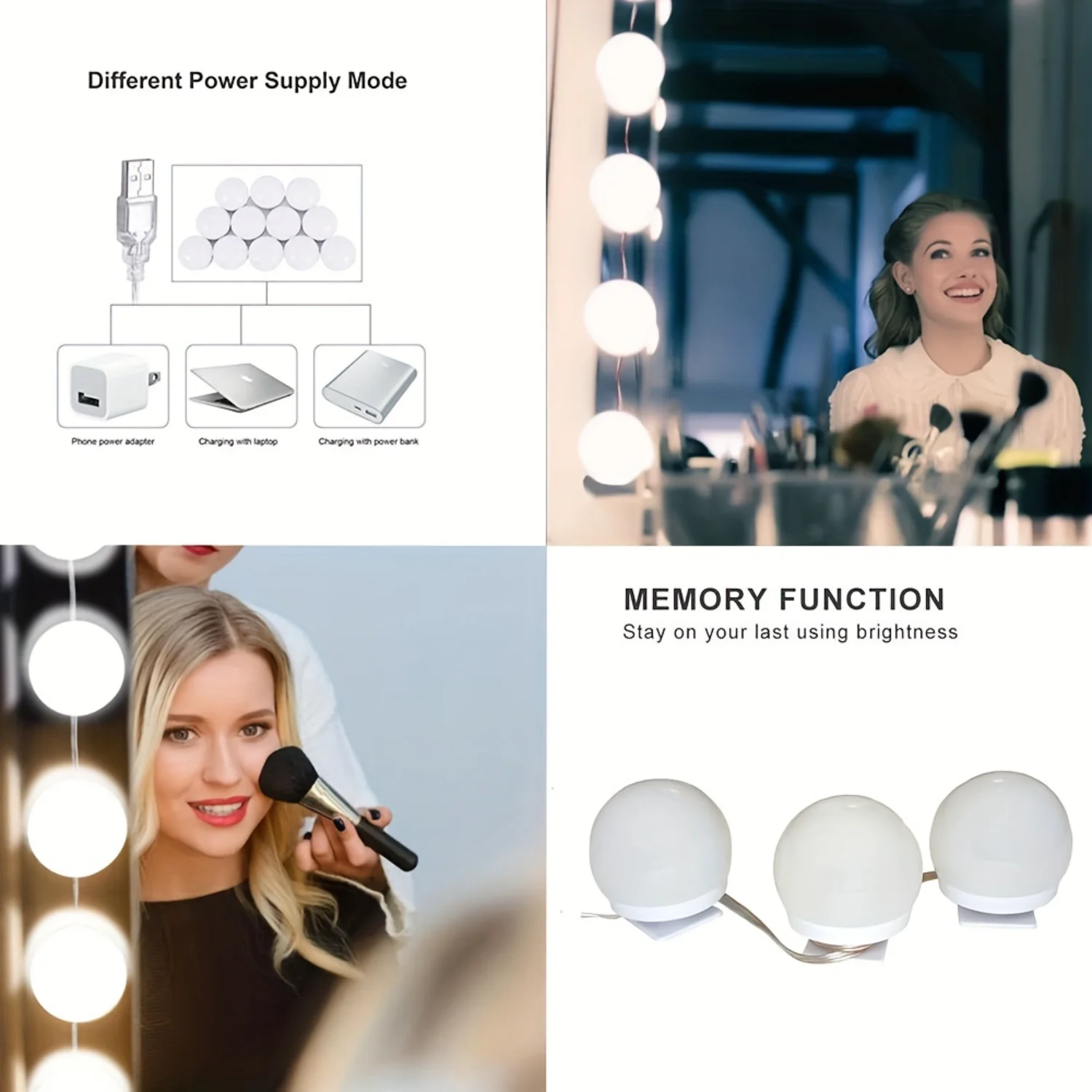 1set LED Vanity Lights for Mirror, LED Makeup Mirror Light with 3 Color Lights, Mirror Lamp Lovely Gift For Wommen Wife Lover Gi
