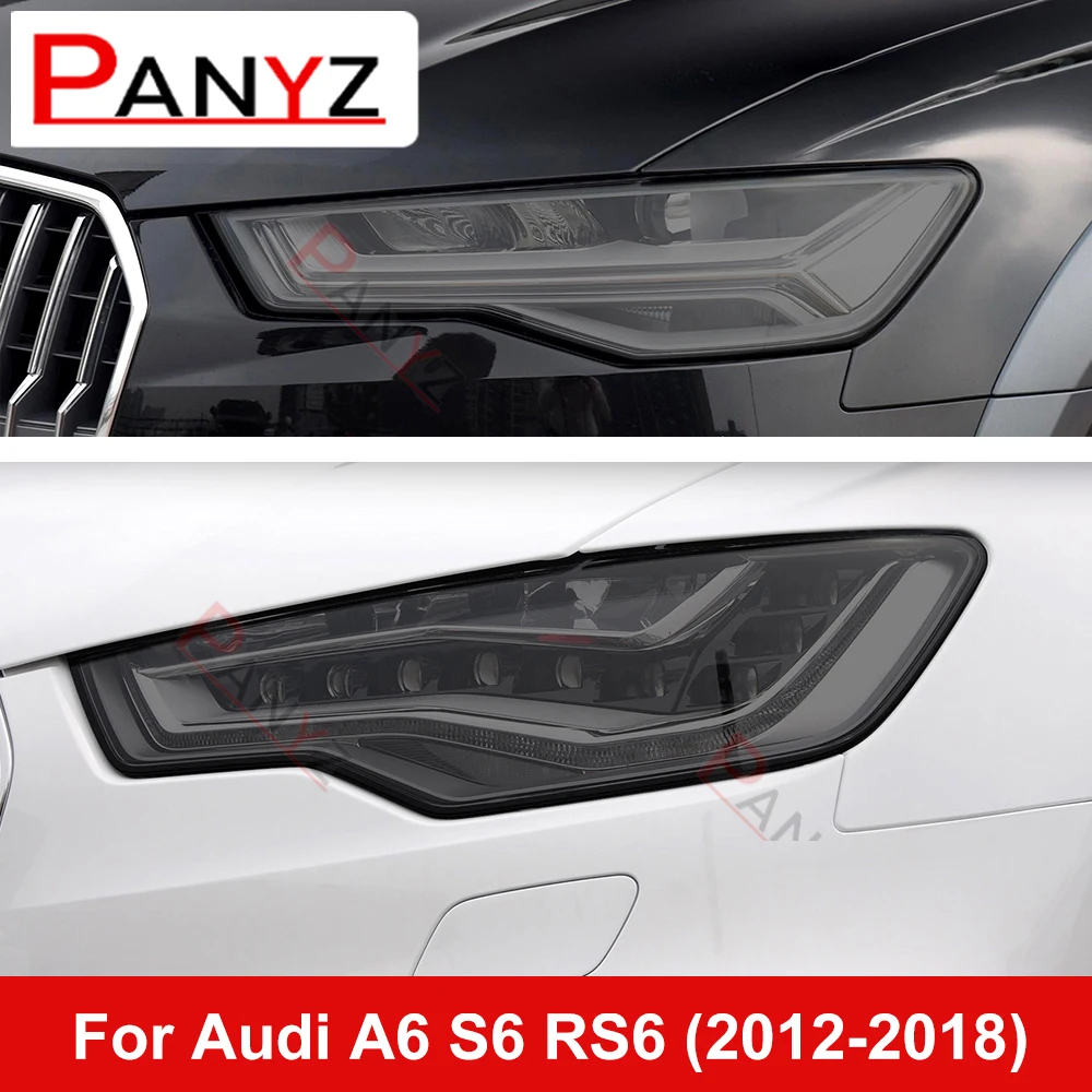 2Pcs Für Audi A6 C7 4G S6 RS6 2012-2018 Auto Scheinwerfer Schutz Film Scheinwerfer Restaurierung Transparent schwarz TPU Aufkleber