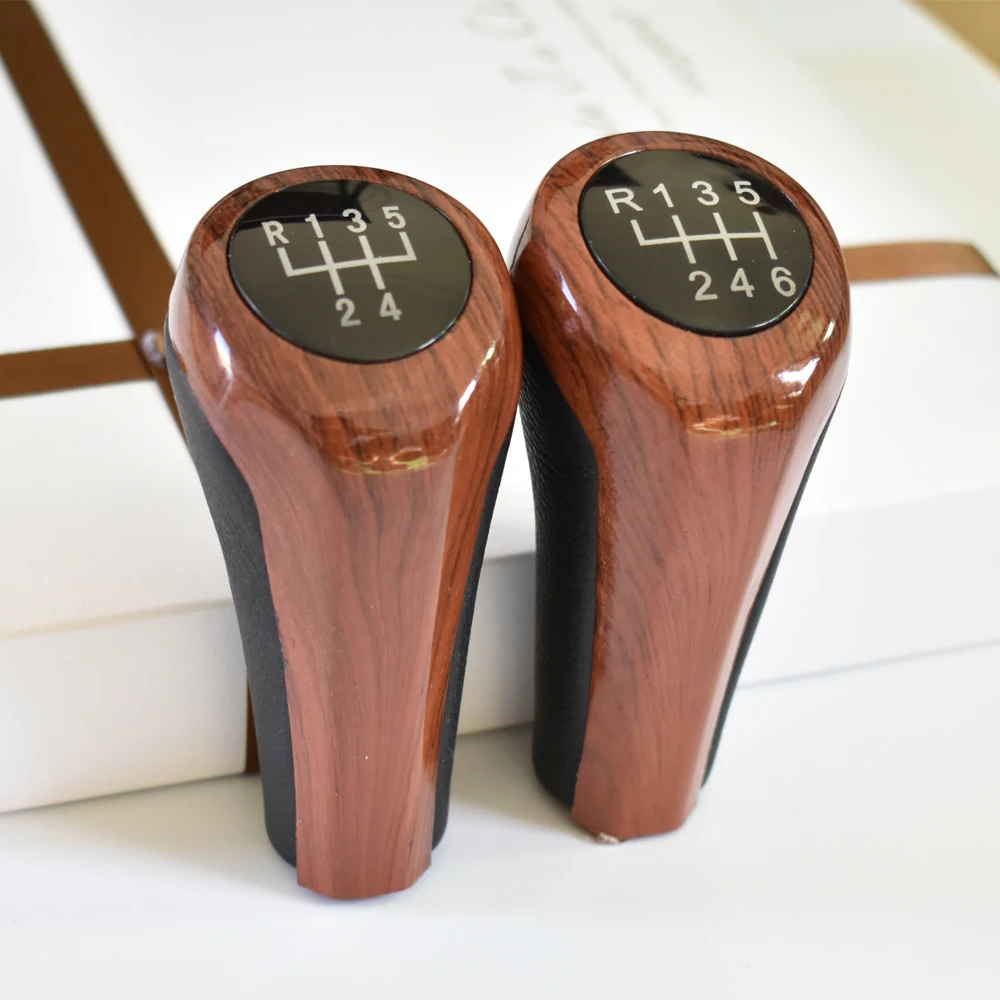 Wood Grain 5/6 Speed Car Gear Shift Knob Lever For BMW 1 3 5 6 Series