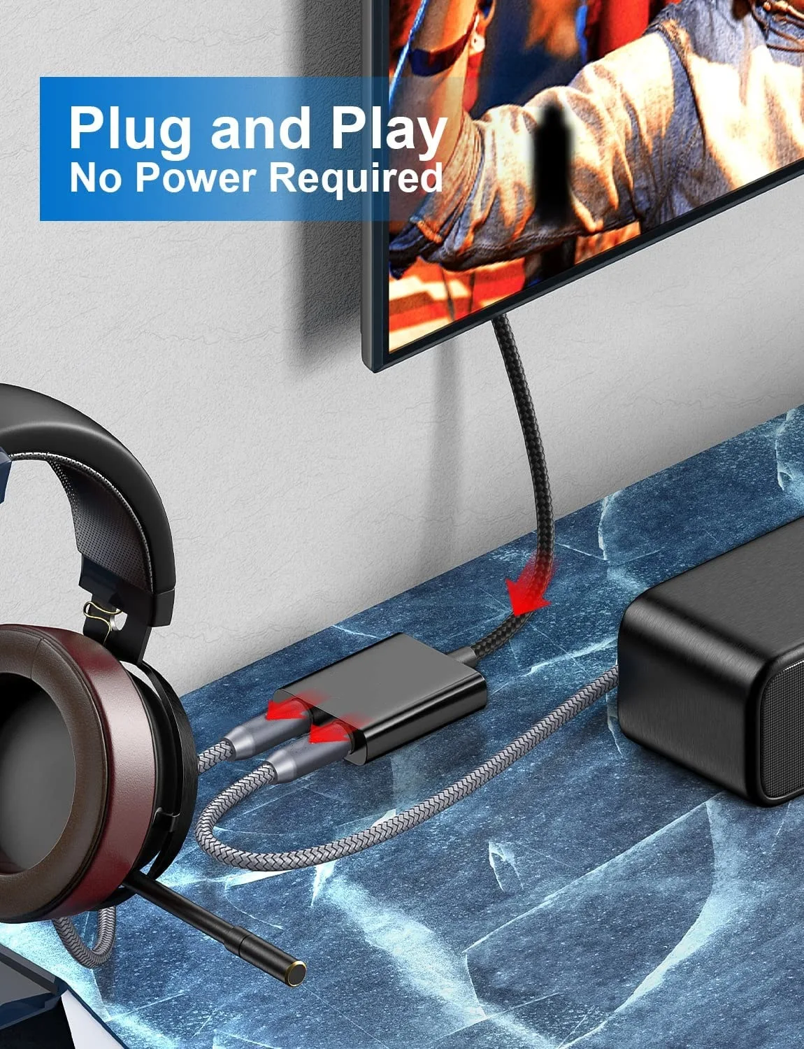 Hannord Gold-Plated Optical Fiber Audio Splitter Cable
