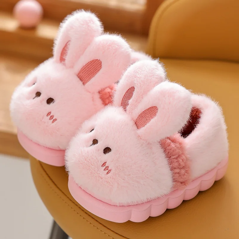 New Children's Cartoon Animals Wrap Plush Slippers Soft Sole Non-slip Winter Warm Baby Boys Girls Indoor Home Cotton Shoes