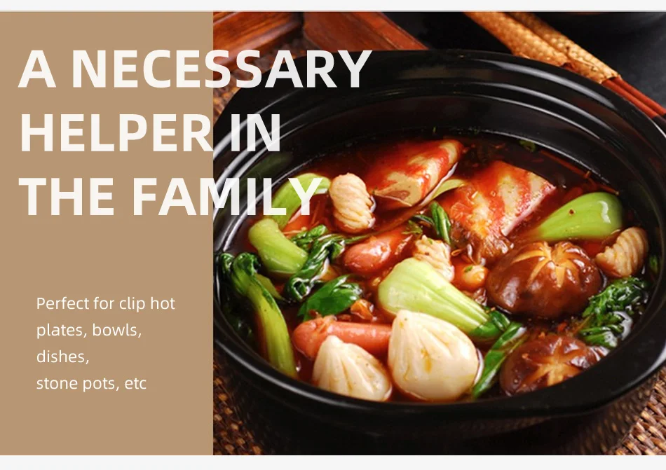 Description Picture 4 of itemStone Pot Tongs Anti-scalding Clip Clamp Hot Plat Pan Household Handle Holder Plate Gripper Pizza Pan Home Kitchen Use Tools