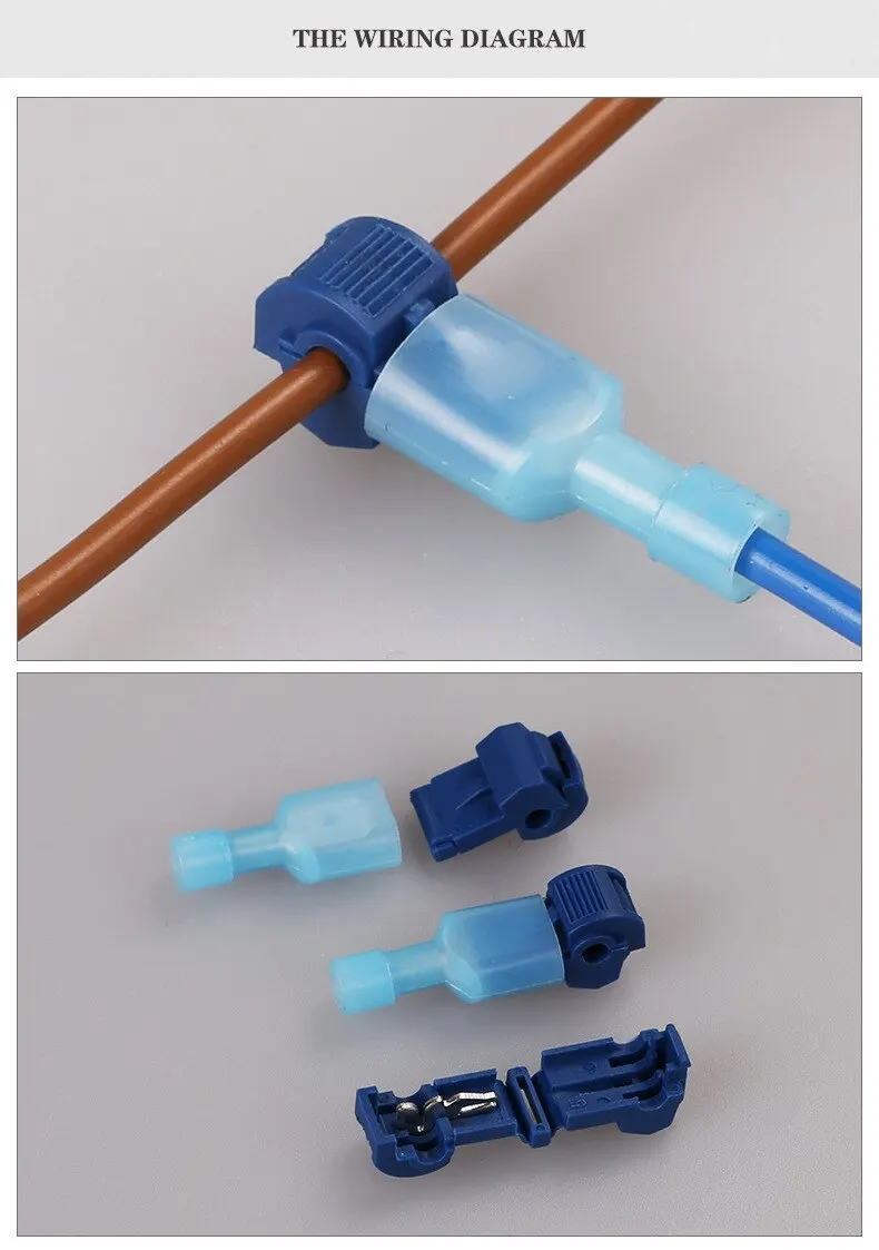 Terminal block 50pcs 25set T type wire and cable connection clamps quick and non-stripping plugs cable connectors home