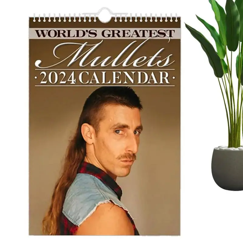 

2024 Wall Calendar World's Greatest Mullets Calendar 12 Month Thick Paper With Large Blocks Monthly Planner Home Decorate