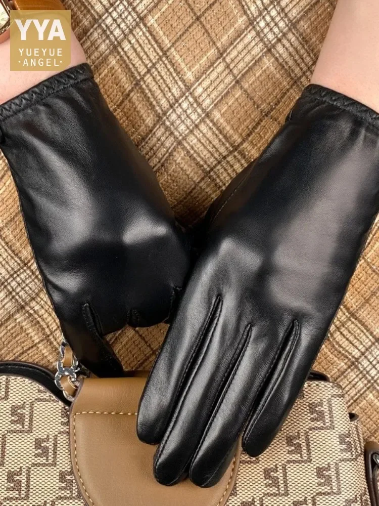 

Spring New Autumn Office Ladies Genuine Leather Gloves Fashion Casual Versatile Solid Color Women Short Style Sheepskin Mittens
