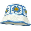 Flower Crocheted Bucket Hat Handmade  Retro Smaller face For MenWomen Sun Hat Travel Hollow  Fisherman Hats 1