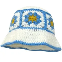 Flower Crocheted Bucket Hat Handmade  Retro Smaller face For MenWomen Sun Hat Travel Hollow  Fisherman Hats 1