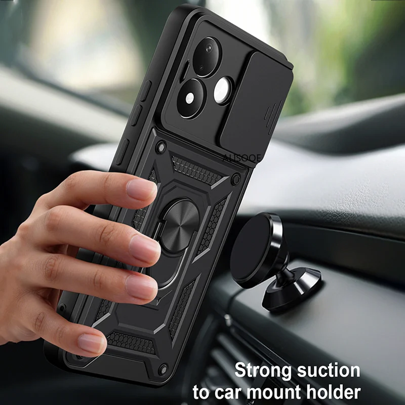 Shockproof Armor Case with Magnetic Holder Ring Stand and Enhanced Protection