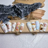 Nouveaux autocollants de transfert de manucure Graffiti peints à la main, feuilles d'ongles (besoin de être assorties à la colle de transfert), 10 couleurs pour ongles 6
