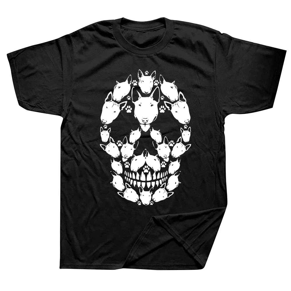 Schädel Bull Terrier Skelett Halloween Kostüm T Shirts Grafik Baumwolle Streetwear Kurzarm Geburtstag Geschenk Sommer Stil T-shirt