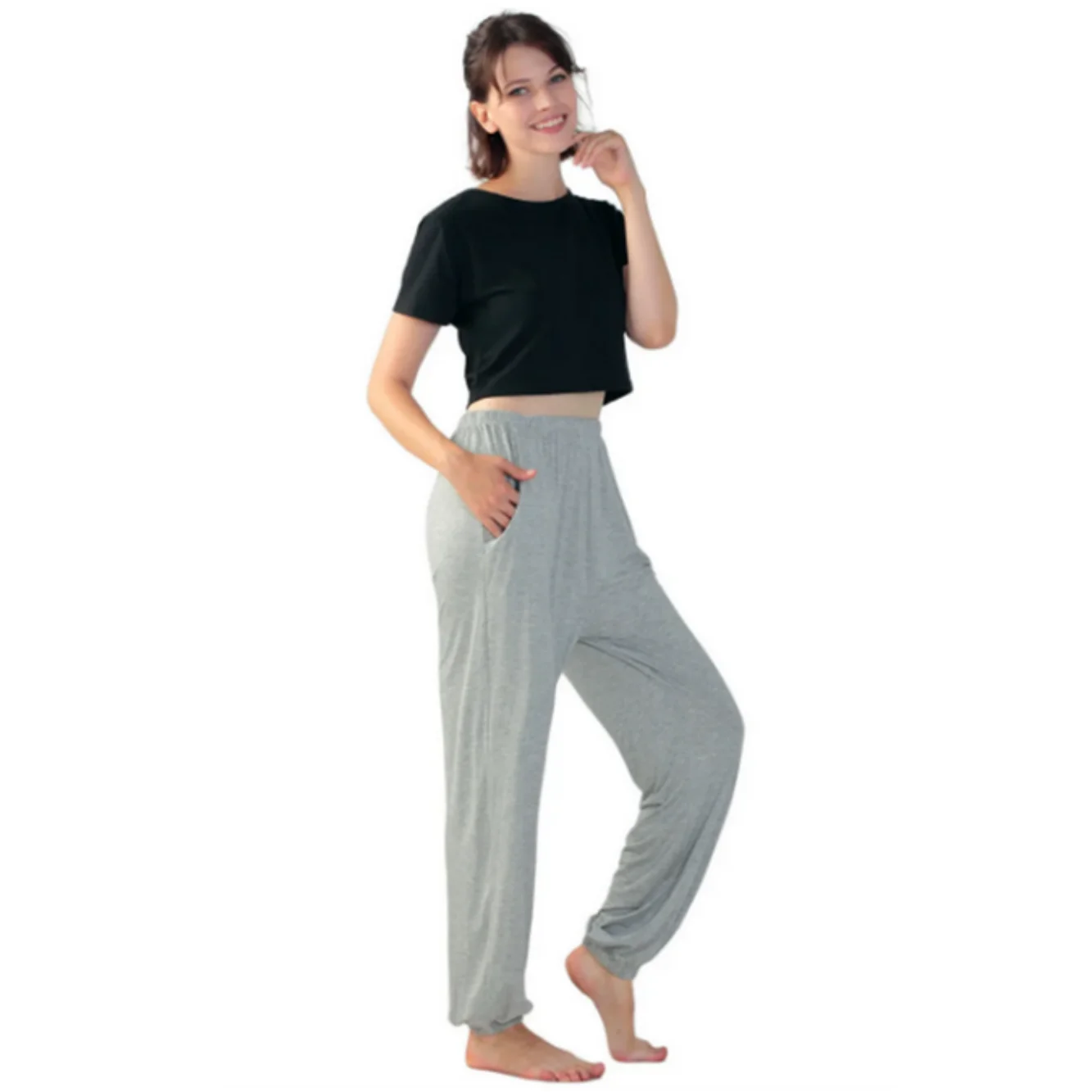 Plus Size, dehnbare, atmungsaktive Hose mit weitem Bein, weiche, bequeme Alltagshose, für Fitness, Yoga, Outdoor, Jogger, M, L, XL, 3XL, Insektenschutz – Detail 15