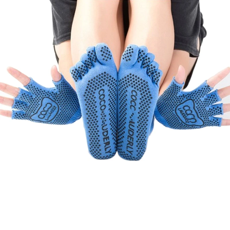 Silicone Yoga Sticky Grips Socks Breathable Pilates Half Finger