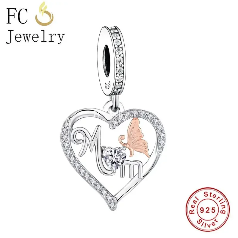 

Fit Original Pandora Charm Bracelet 925 Silver Sparkling Heart Butterfly Mum I Love You Bead For Making Mother Birthday Berloque