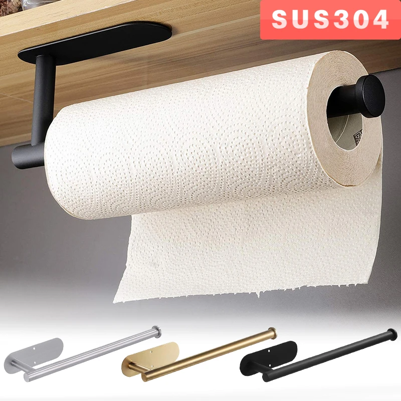 1~5PCS Self Adhesive Toilet Paper Towel Holder Stainless Steel Wall Mount  No Punching Tissue Towel Roll Dispenser for Bathroom - AliExpress