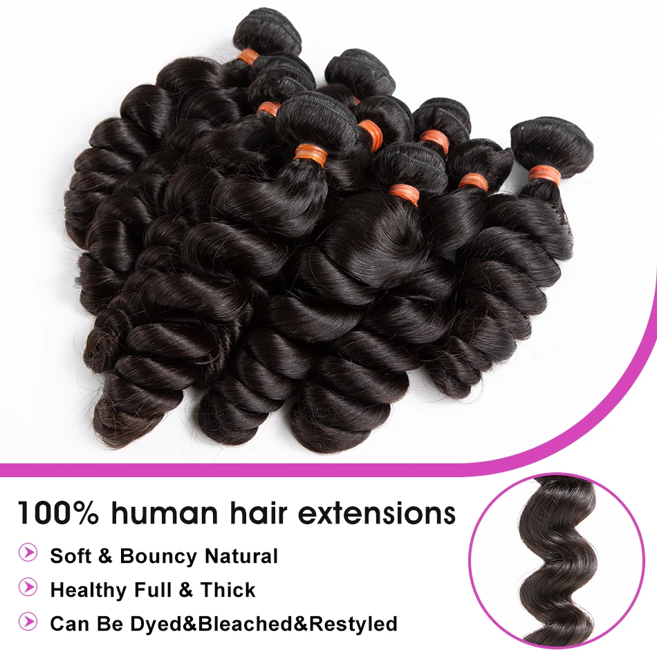 Human Hair Extensions 30 38 40 Inch Loose Deep Wave Double Weft Bundles Curly Bundles