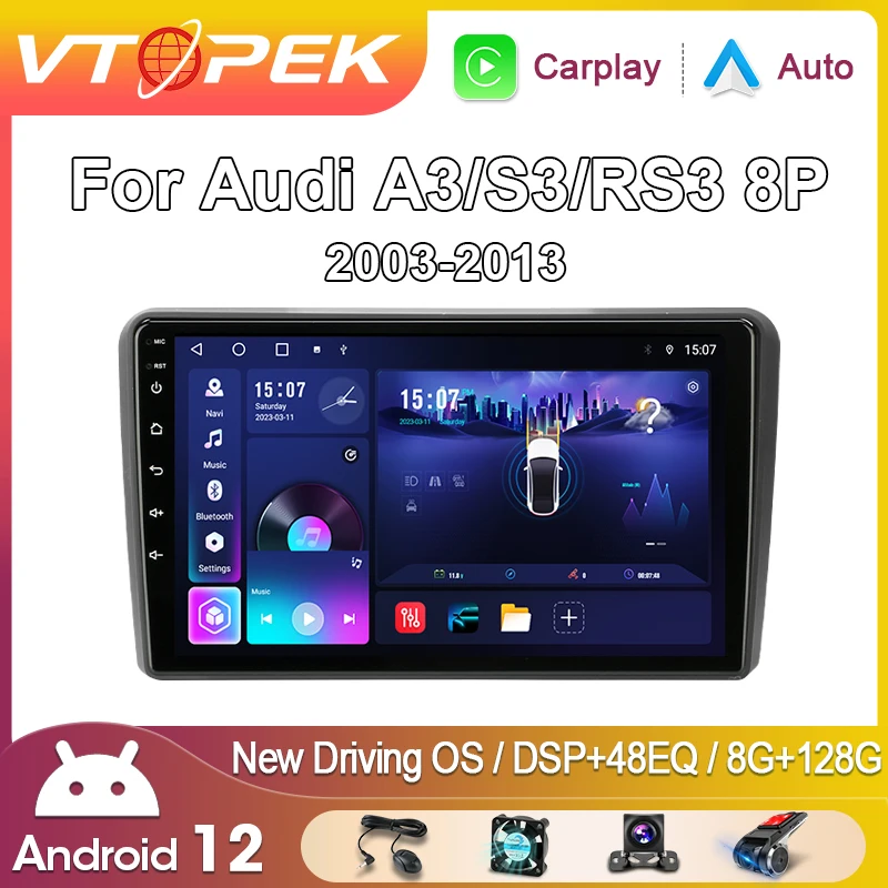 Radio 2 Din Android Audi A3 8p Vtopek-2-Din-Android-12-Car-Radio-For-Audi-A3-8P-S3-RS3-2003-2013