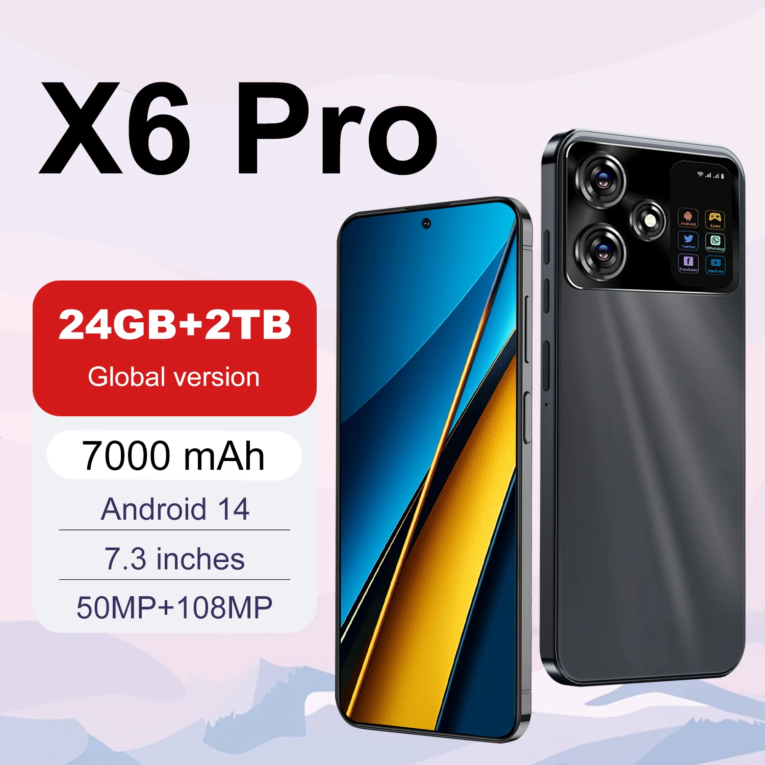 Smartphone-X6-Pro-Global-Version-24-Go-2-To-Android-14-7000mAh-R-seaux ...