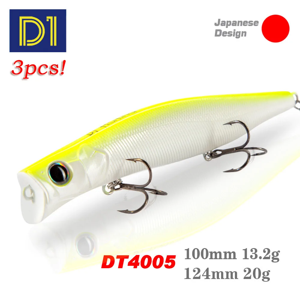 

D1 Topwater Poppers Fishing Lures 3pcs 124F/100F Surface Wobblers Saltwater Bait KAGELOU For Seabass Pike Tackle