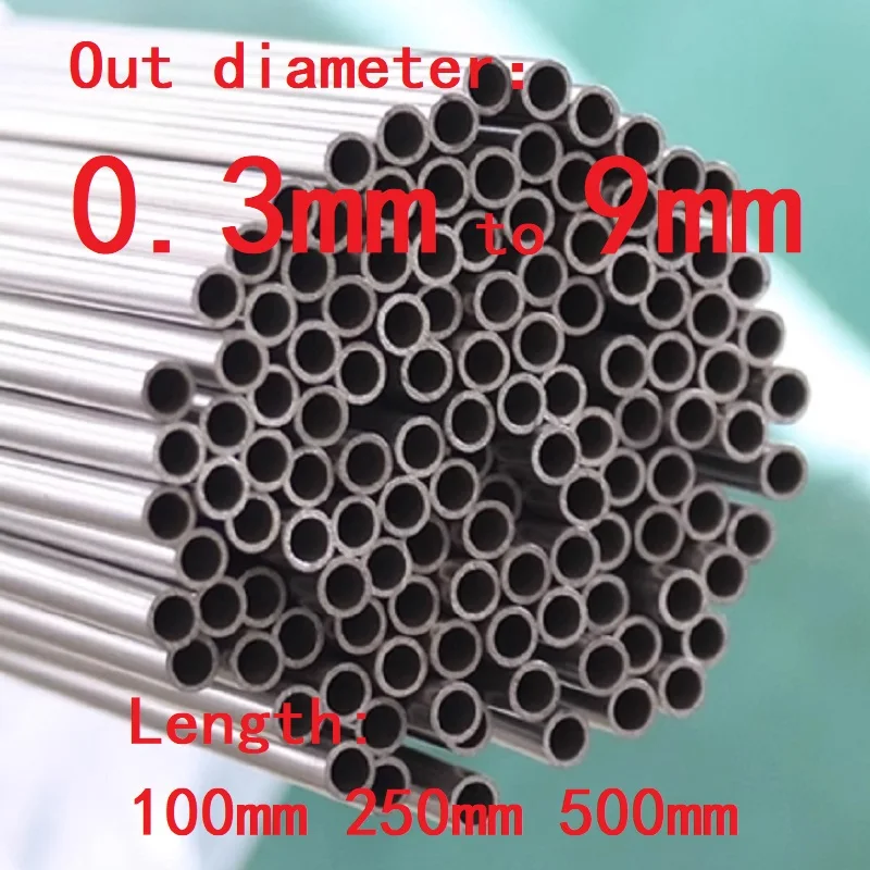 1PC 304 Stainlessy Steel Capillary Pipe Tube OD to 9mm Length 100mm 250mm 500mm