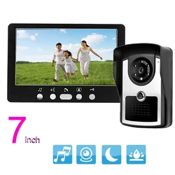 SYSD 7 Inch Wired Video Door Phone Doorbell Intercom System with Camera 1000TVL Unlock Waterproof