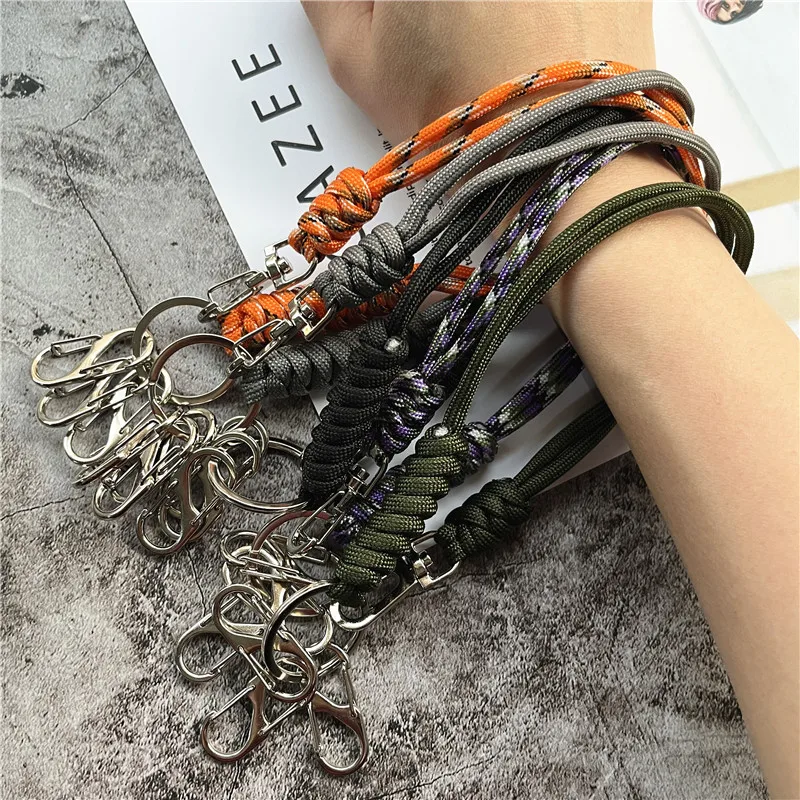 Hand Strap Braided Key Lanyards Heavy Metal Wrist Strap Keychain