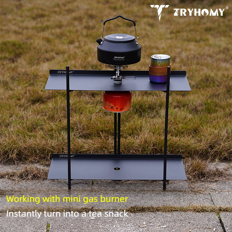Camping Folding Shelf Stainless Steel Outdoor Portable Storage Shelf Lightweight Storage Rack 10 Sceonds Quick Assembly