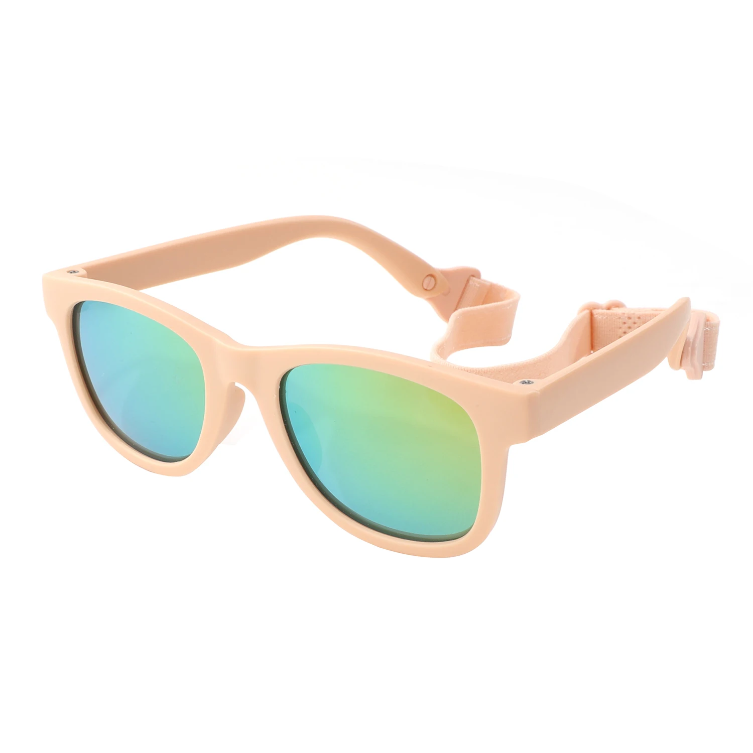 0-2 Year Baby Polarizrd Sunglae with Belt Flexible Durable Square Silicone Frame Mirrored UV400 Len Eyewear for_voghion.com
