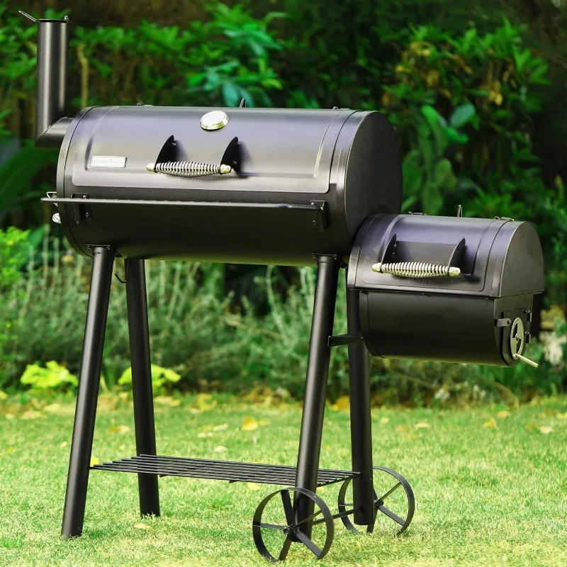

Captiva Designs Charcoal Grill with Offset Smoker, All Metal Steel Made Outdoor Smoker, 512 Sq.in Cooking Area, Best Combo