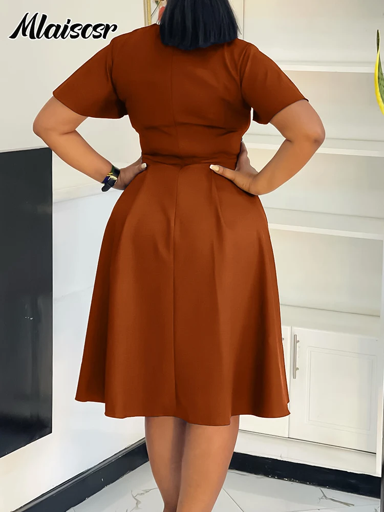 Mlaiscsr فساتين متوسطة الحجم للسيدات برقبة على شكل...