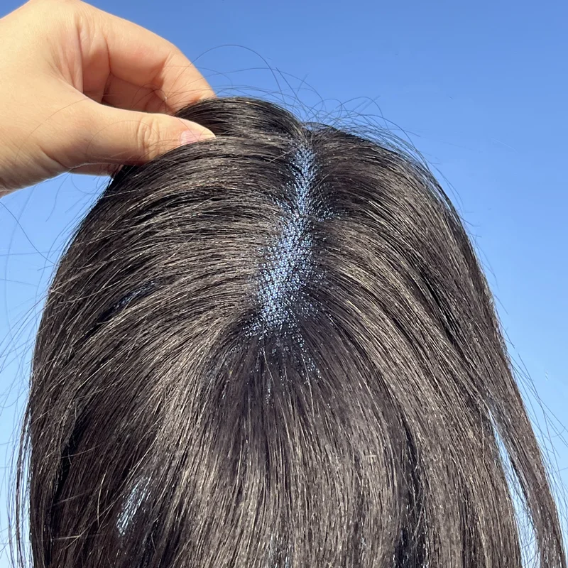 Naturally Free Part Invisible Swiss Lace Human Hair Toppers Clip In Hairpieces for Women Mild Hair Loss Volume