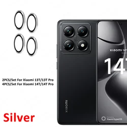 Enhanced Metal Camera Protector Ring with Tempered Glass Cover in Aluminium Alloy, for Xiaomi13T or 13T Pro (Silver 01)