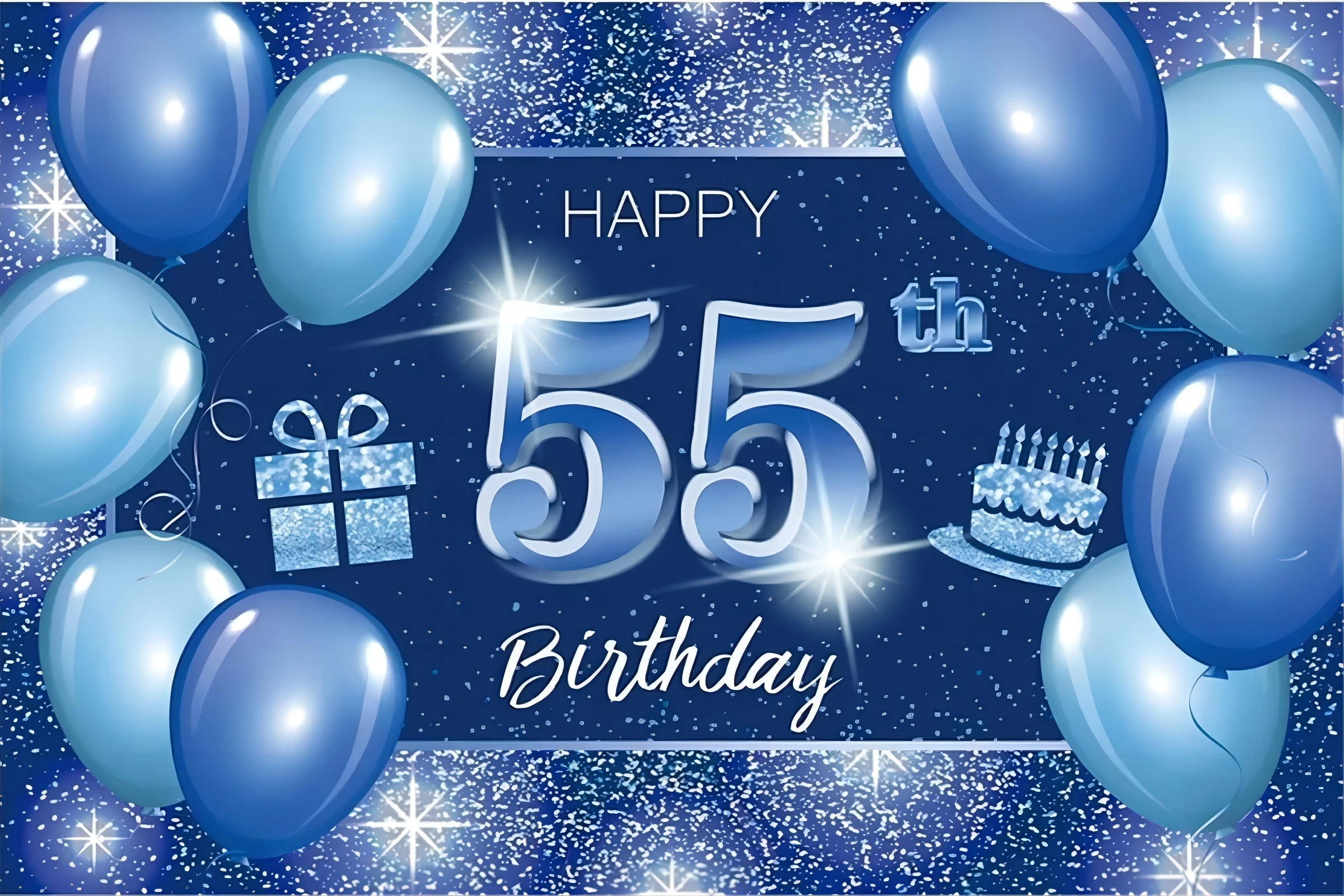 LASKYER Happy 55th Birthday Banner – 78" X 47" Purple Backdrop Sign With Balloons For Party Decor