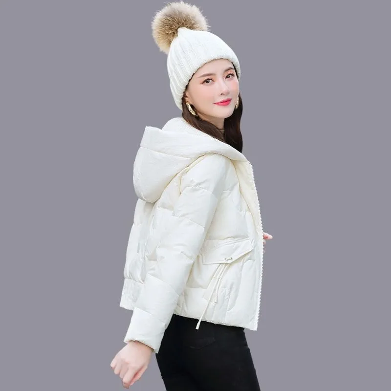 2023 New Women Down Cotton Coat Winter Jacket Female Keep Warm Thick Parkas Loose Short Outwear Fashion Hooded Overcoat