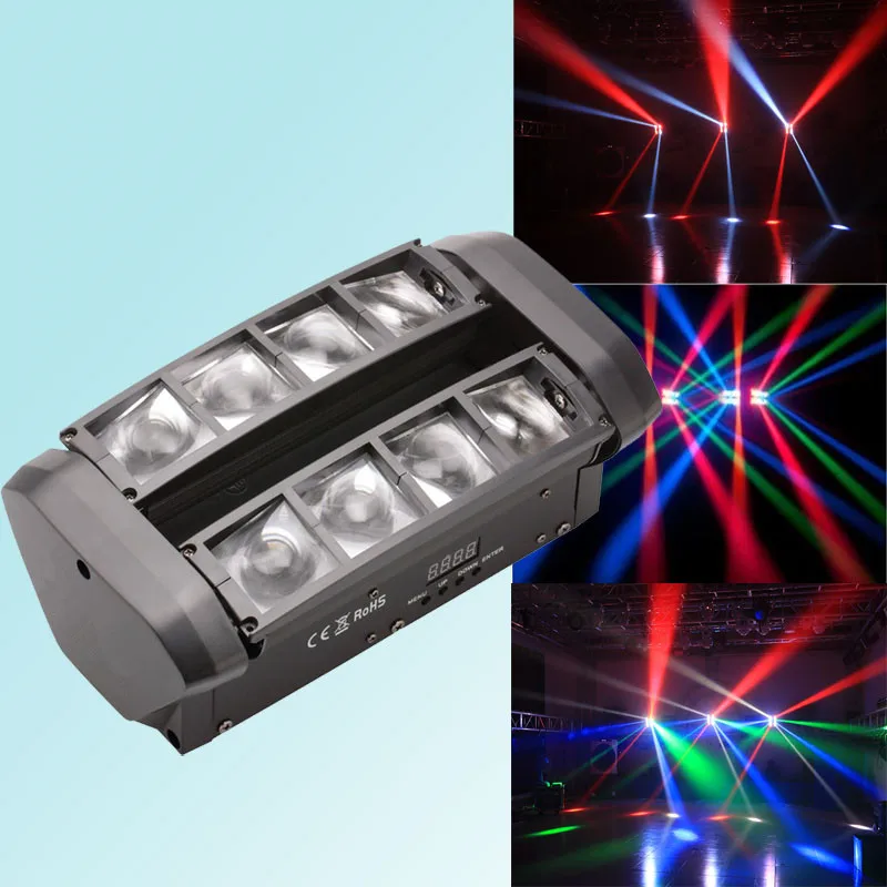 Mini LED Stage Light 8x10W RGBW Mini Led Spider Light Moving Head DMX Beam Moving Head Light Led Party Event Show DJ Lighting